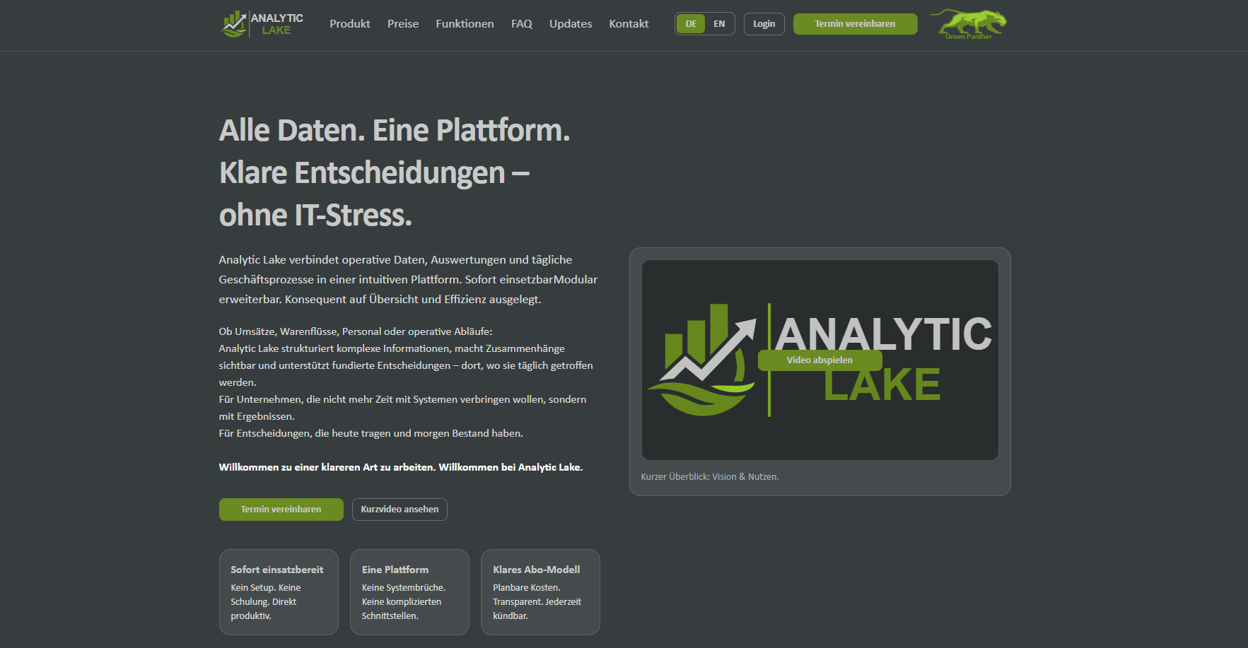Screenshot of the Analytic Lake website