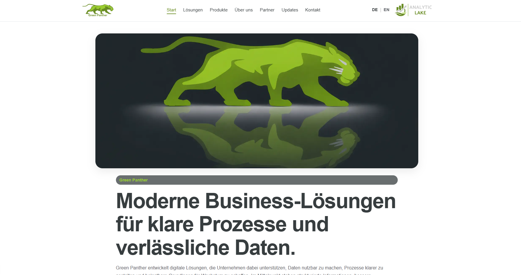 Screenshot of the Green Panther website